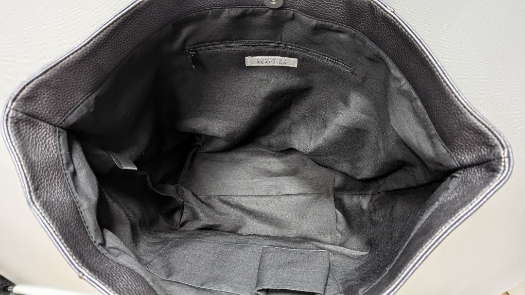 Kenneth Cole Gunmetal Silver Metallic Tote Bag