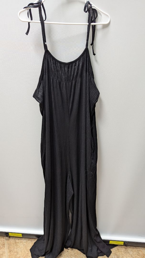 Lane Bryant Black Ribbed Wide Leg Jumpsuit