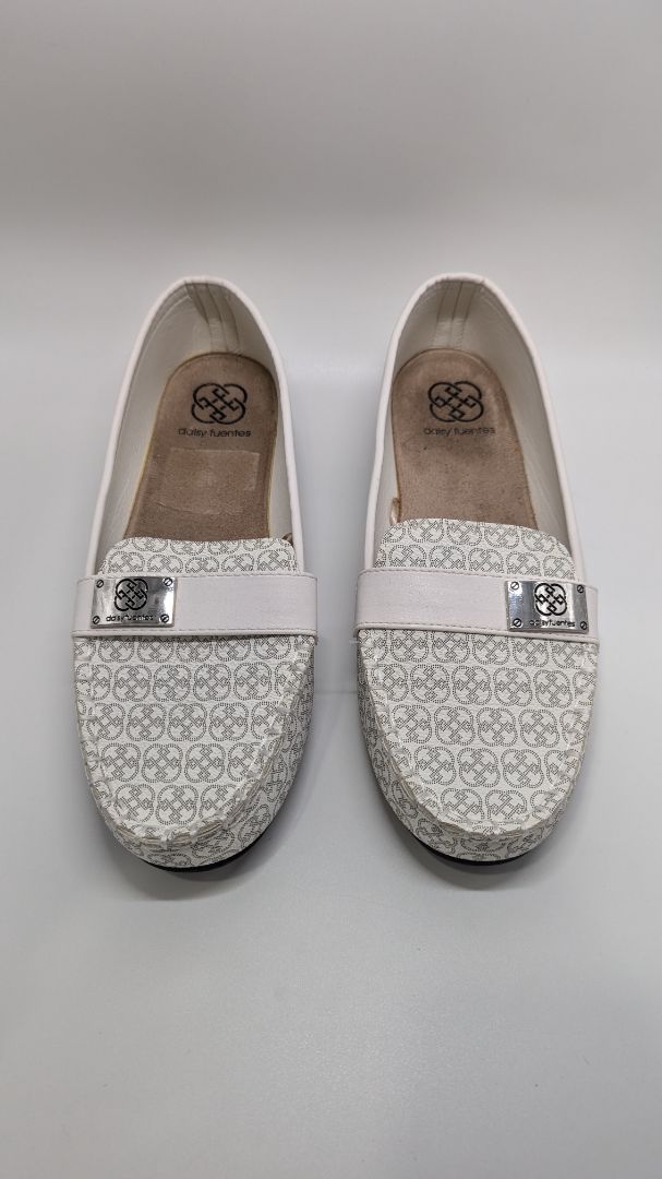 daisy fuentes White Monogram Loafers