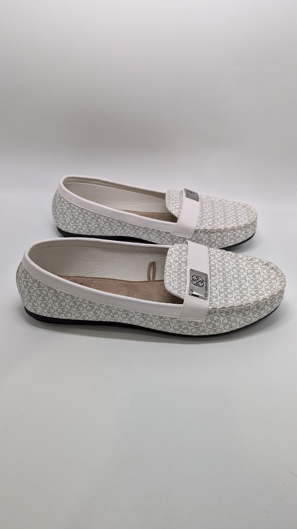 daisy fuentes White Monogram Loafers
