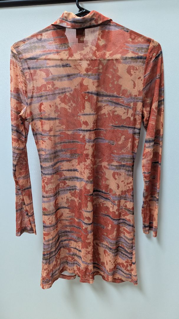 Wild Fable Dark Orange Patterned Sheer Mesh Dress