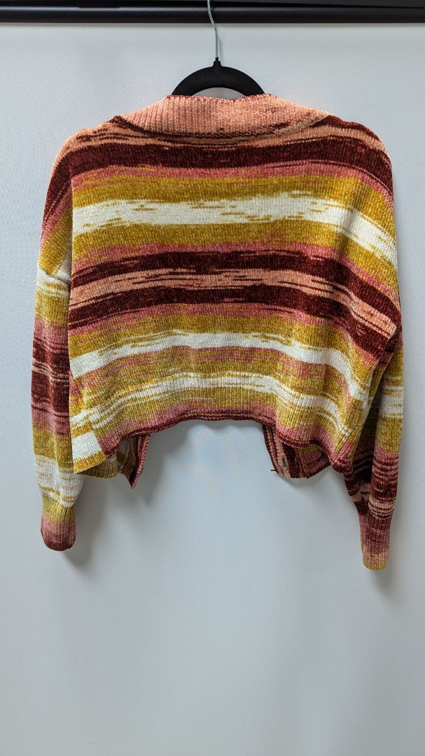 Forever 21 Red/Yellow Striped Cropped Cardigan Sweater