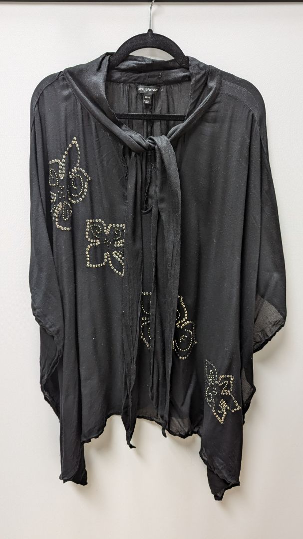 Lane Bryant Black Embellished Kimono Blouse