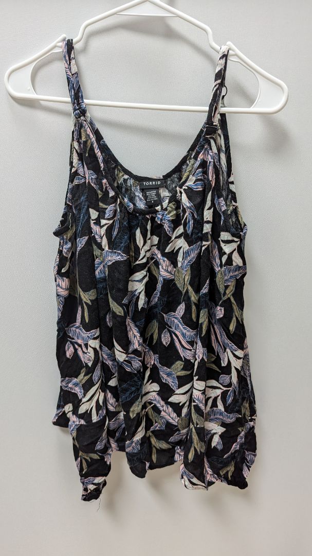 Torrid Navy Floral Spaghetti Strap Blouse