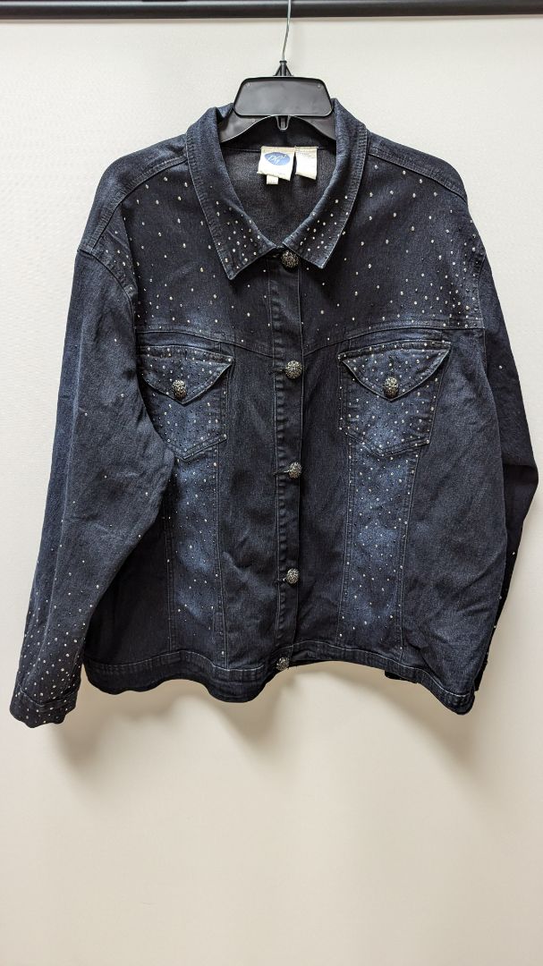 DG2 by Diane Gilman Dark Wash Embellished Jean Jacket