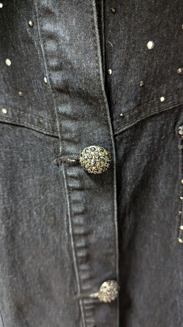 DG2 by Diane Gilman Dark Wash Embellished Jean Jacket