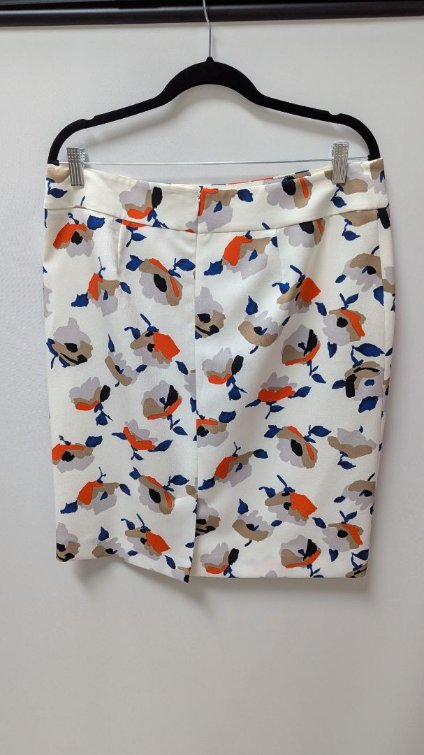 Nine West Ivory/Blue/Orange Floral Midi Skirt