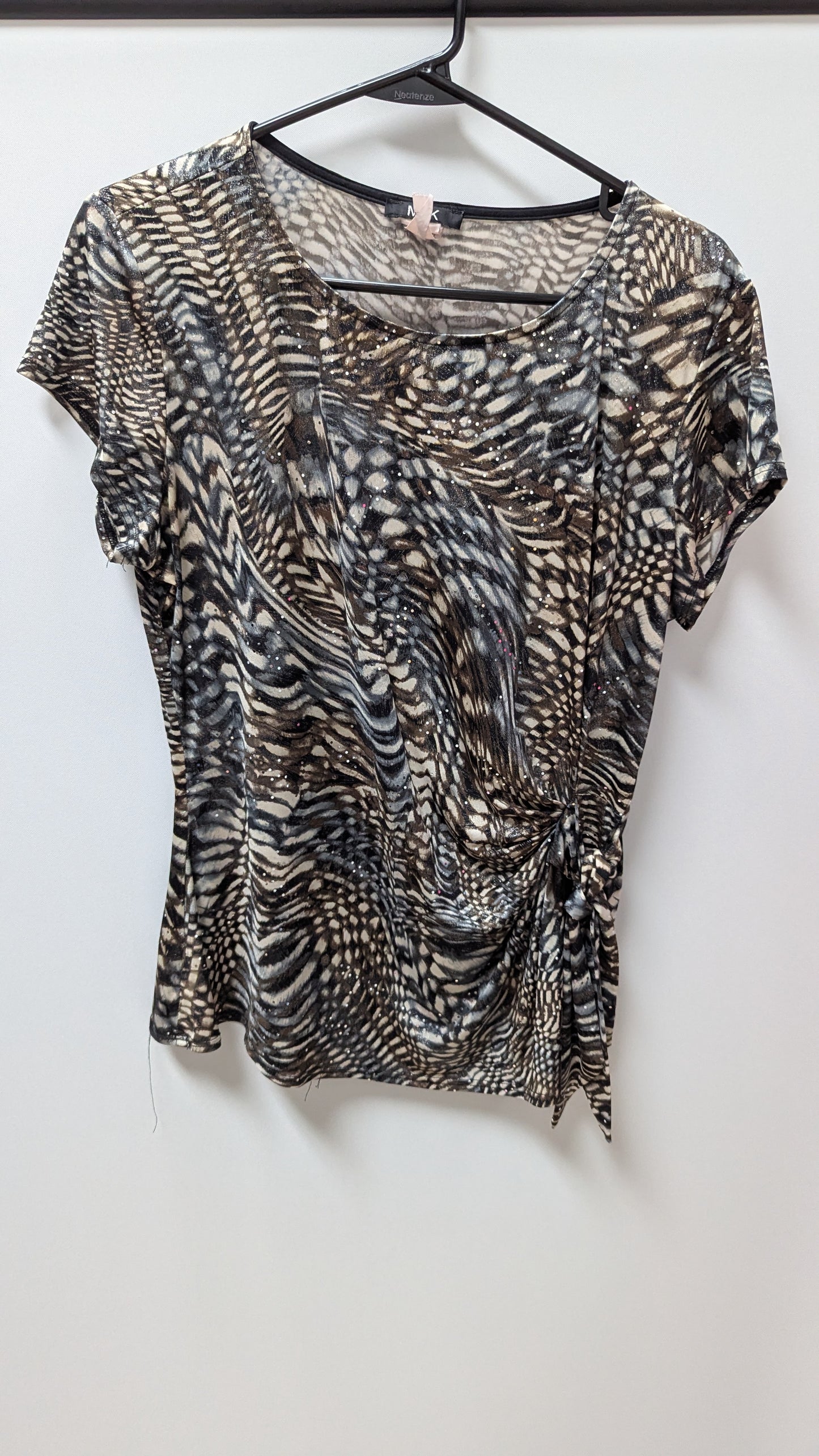 MSK Brown/Ivory Patterned Shimmer Blouse