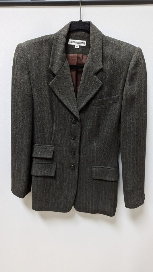 Expressions Dark Brown Striped Blazer