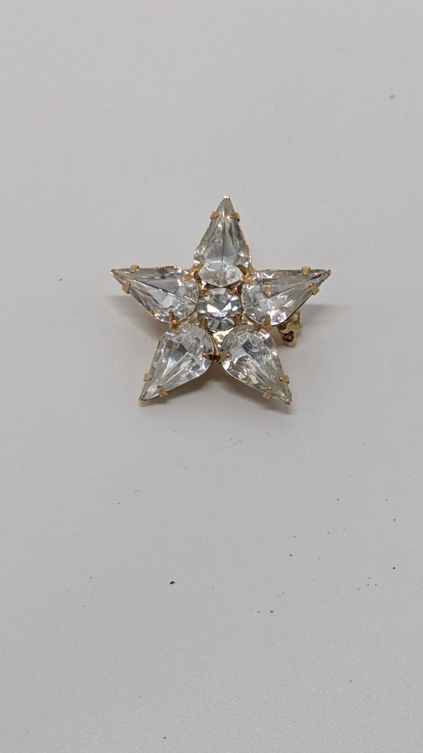 Gold/White Vintage Star Brooch Pin