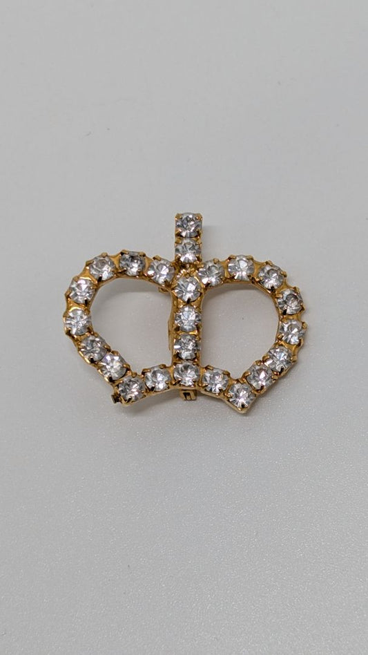 Gold/White Vintage Rounded Crown Brooch Pin