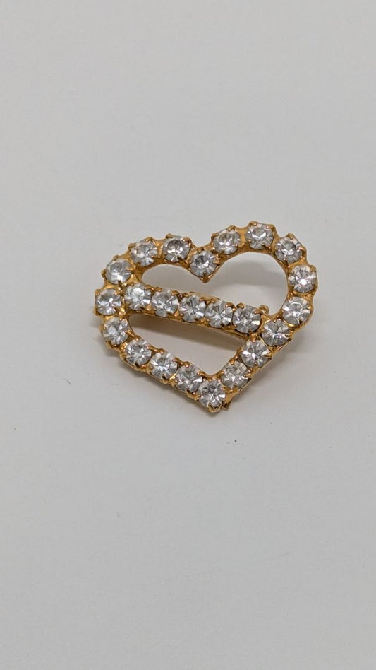 Gold/White Vintage Heart Brooch Pin