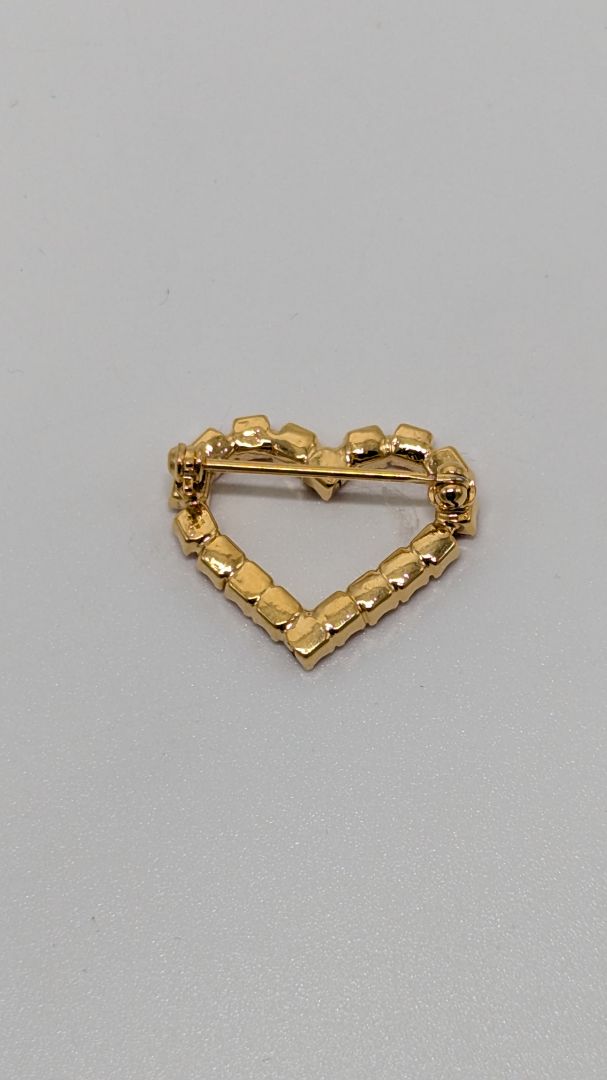Gold/Red Vintage Heart Brooch Pin