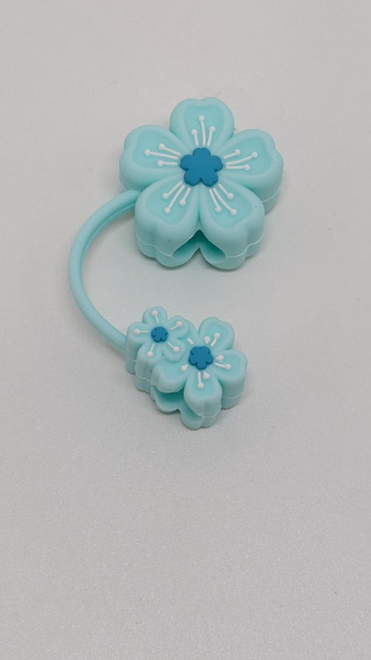 Light Blue/Blue Flower Stanley Straw Cover