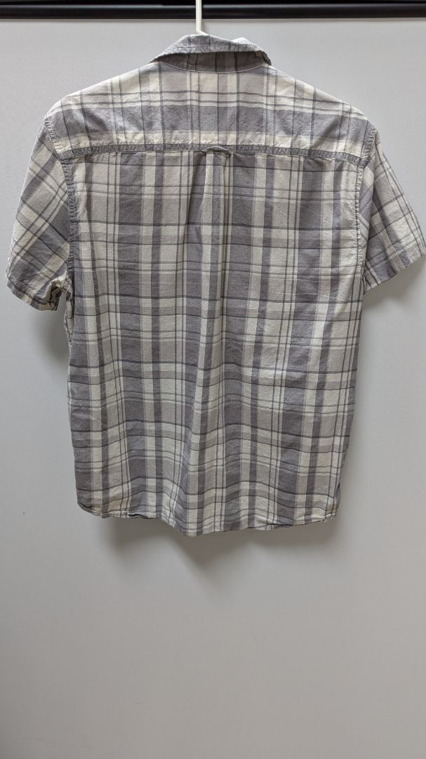 Lucky Brand Light Grey/White Plaid Button Up Shirt