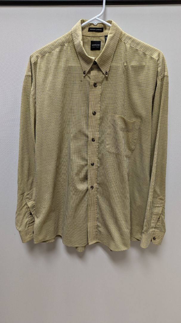 Arrow Yellow Plaid Long Sleeve Button Up Shirt
