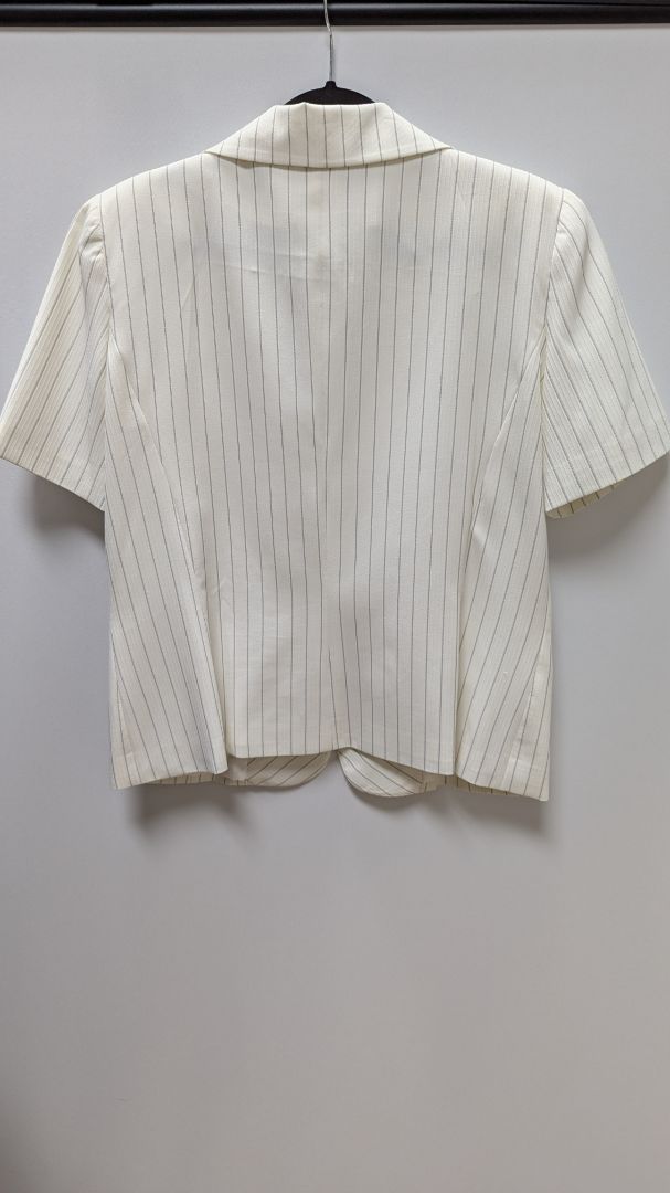 Ms. Tracy by Tracy Evans Ivory Striped Short Sleeve Blazer