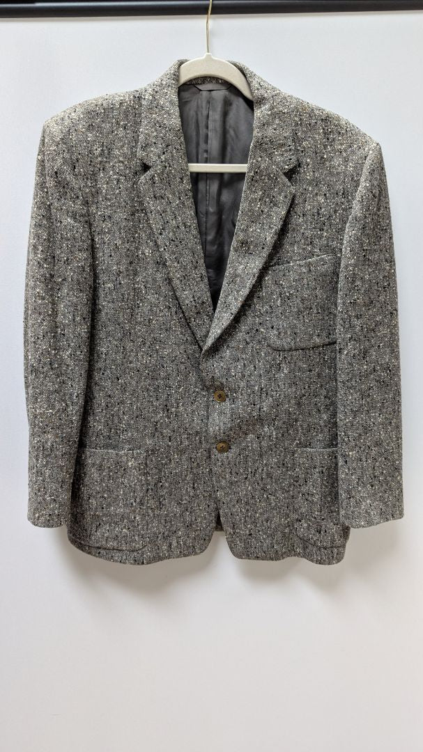 Alexandre Men's Grey Handwoven Tweed Blazer Jacket