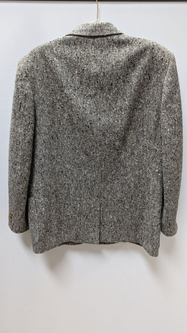 Alexandre Men's Grey Handwoven Tweed Blazer Jacket