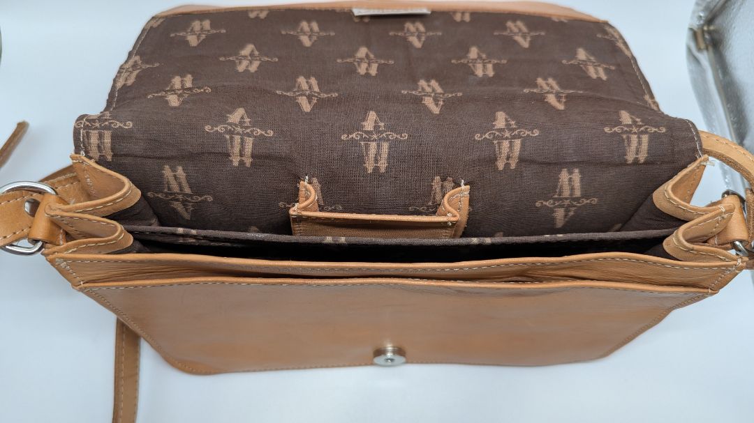 American West Brown Engraved Leather Crossbody Purse