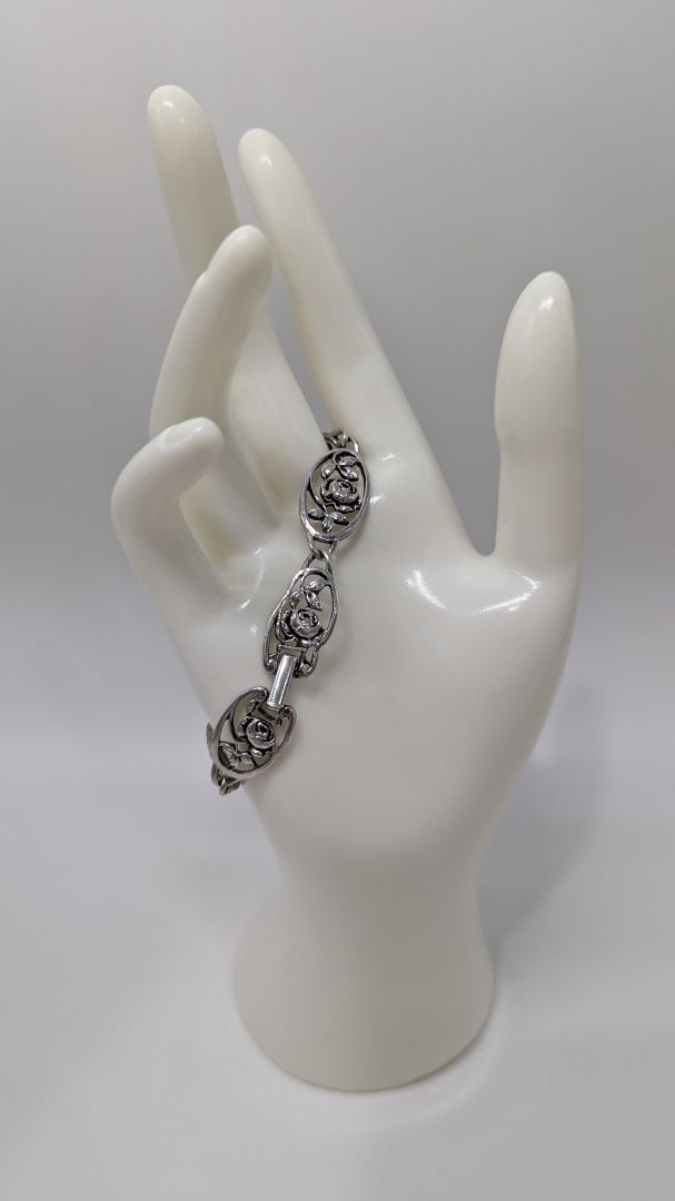 Silver Rose Cutout Bracelet