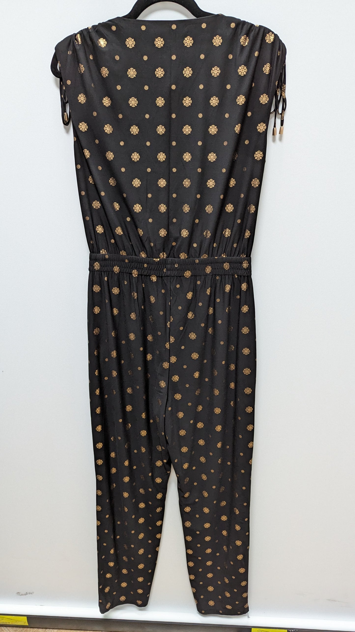 White House Black Market Black/Gold Printed MJ Jumpsuit