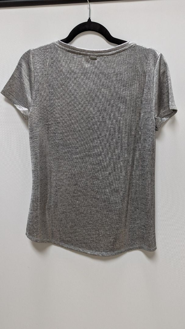 White House Black Market Chrome Silver Shimmer Blouse