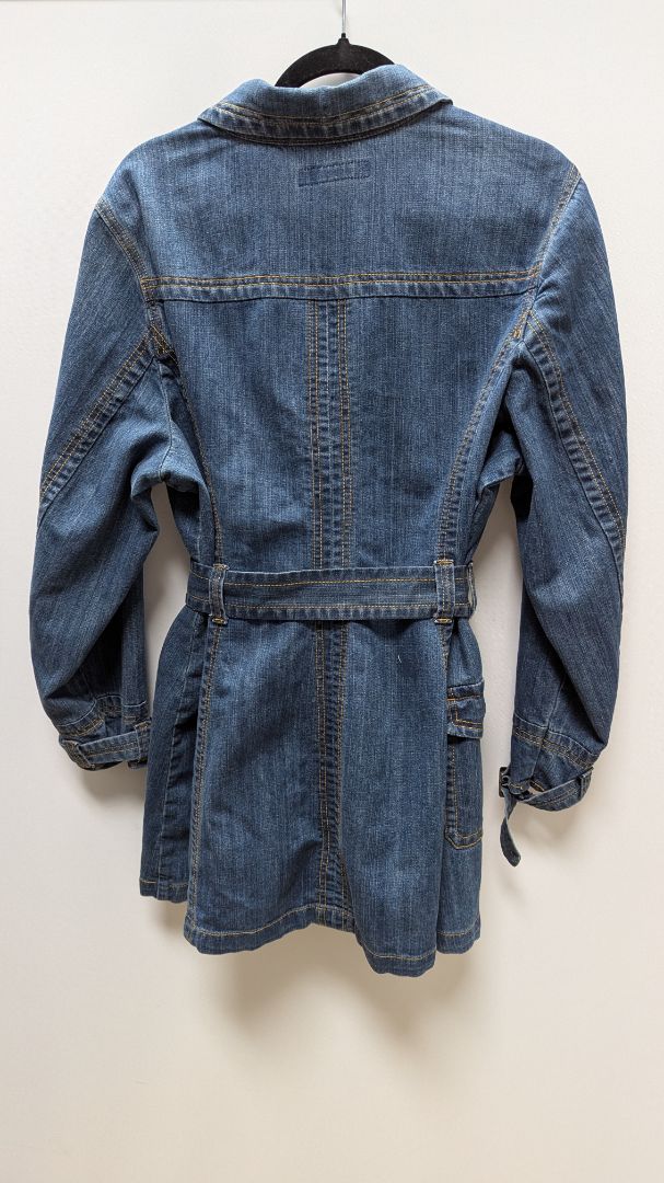 Baccini Medium Wash Denim Trench Coat Jacket