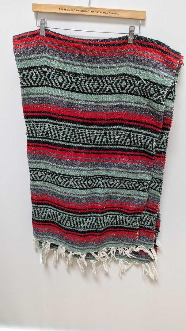 Green/Red/Black Striped Serape Blanket
