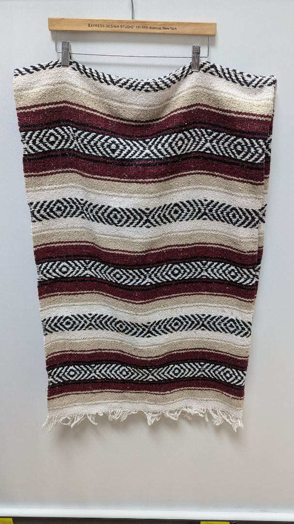 Red/Tan/White Striped Serape Blanket