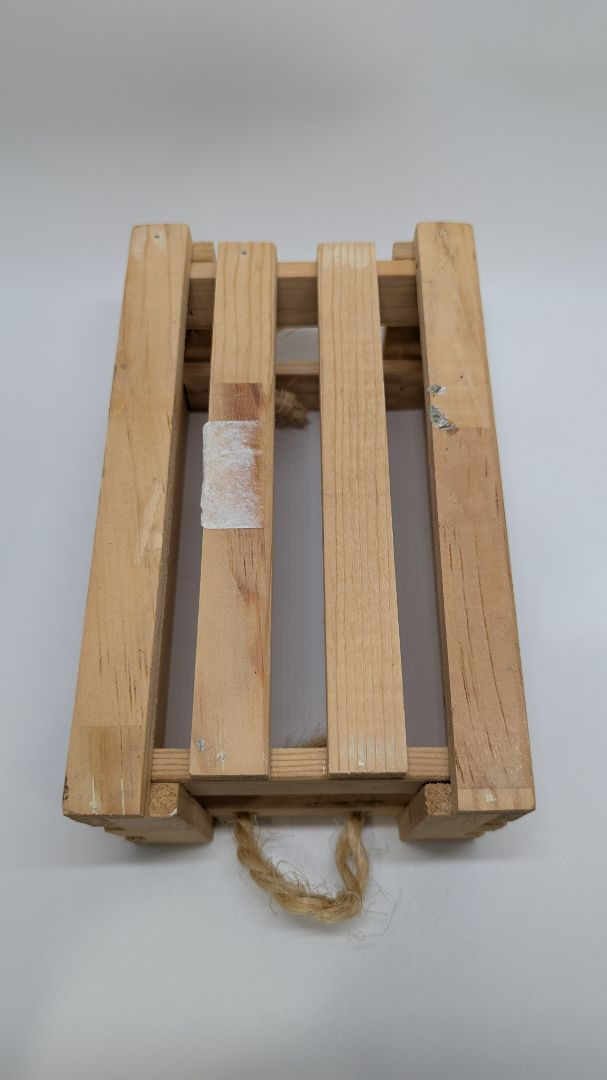 Brown Wood "Got Flowers!" Small Wooden Crate Casket with Handles.