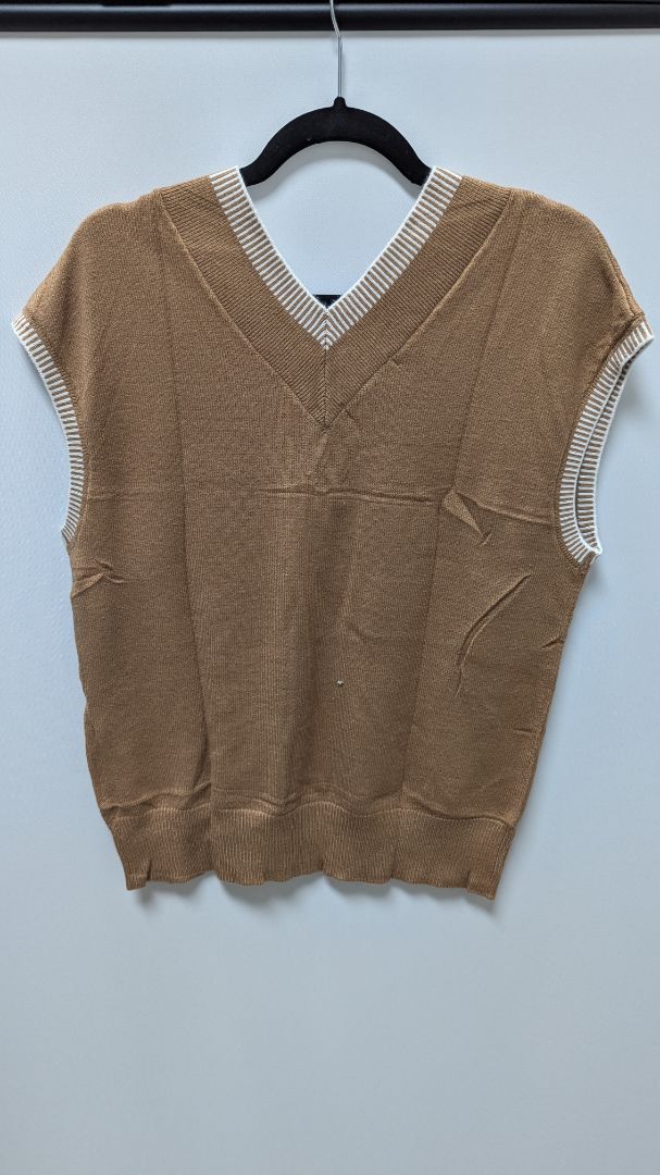 Dokotoo Brown/White Knit Sweater Vest