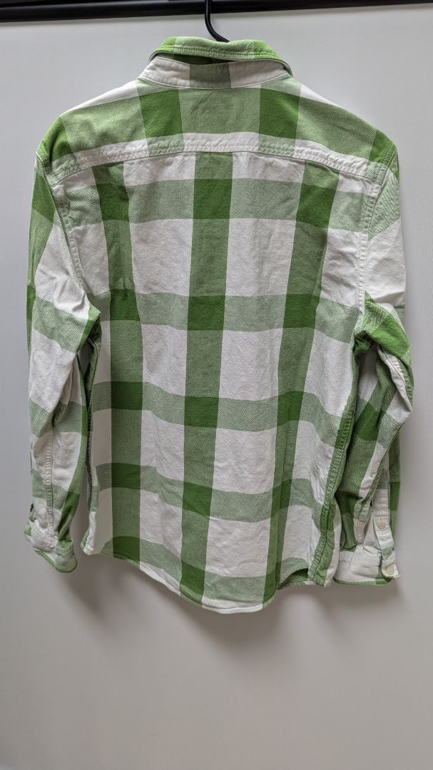 Eddie Bauer Green/White Plaid Button Up Shirt