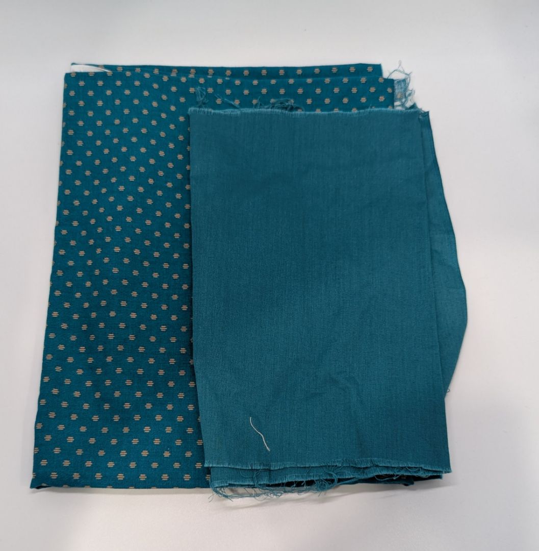 2 Piece Green Solid/Patterned Fabric