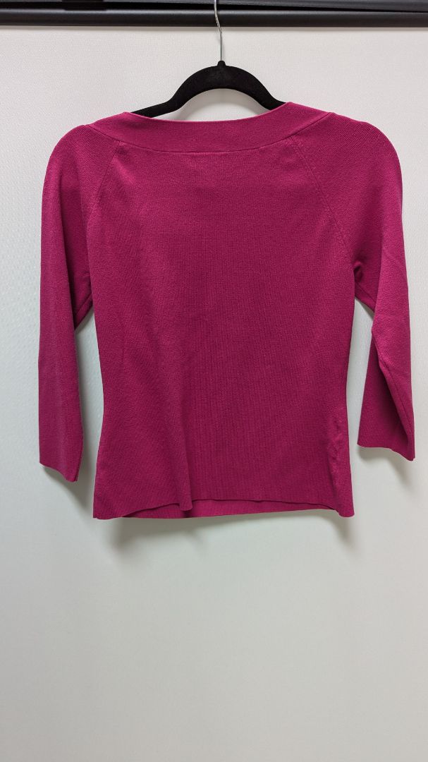 Ann Taylor LOFT Pink Bow-Neckline Knit Sweater