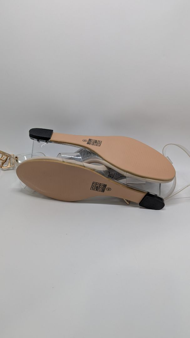 Jin Hui Qi Qi Nude/Clear Strappy Wedges