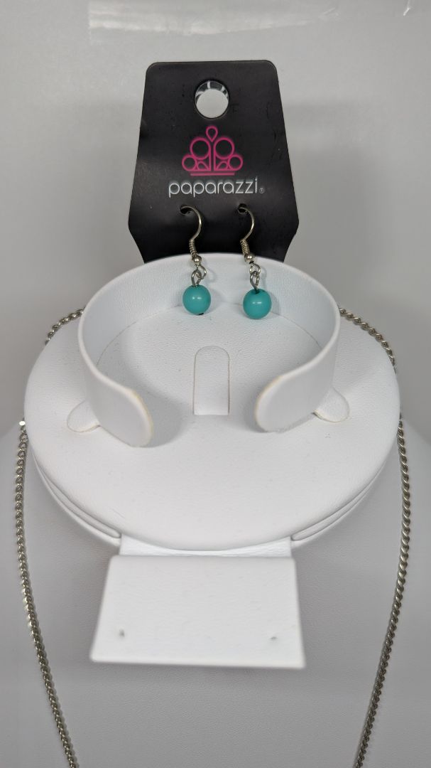 Paparazzi Silver/Teal/Orange Tassel Necklace & Earrings Set