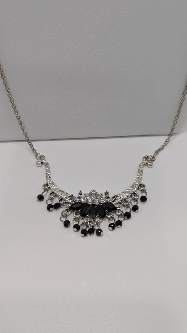 Paparazzi Silver/Black Longline Necklace & Earrings Set