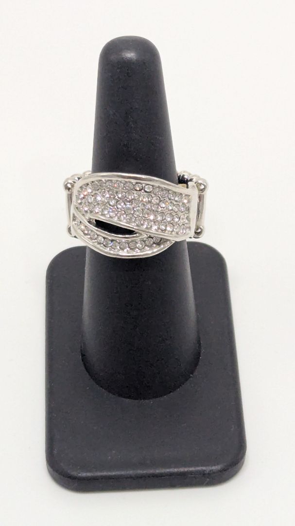 Paparazzi Silver 2 Strand Thick Elastic-Back Ring