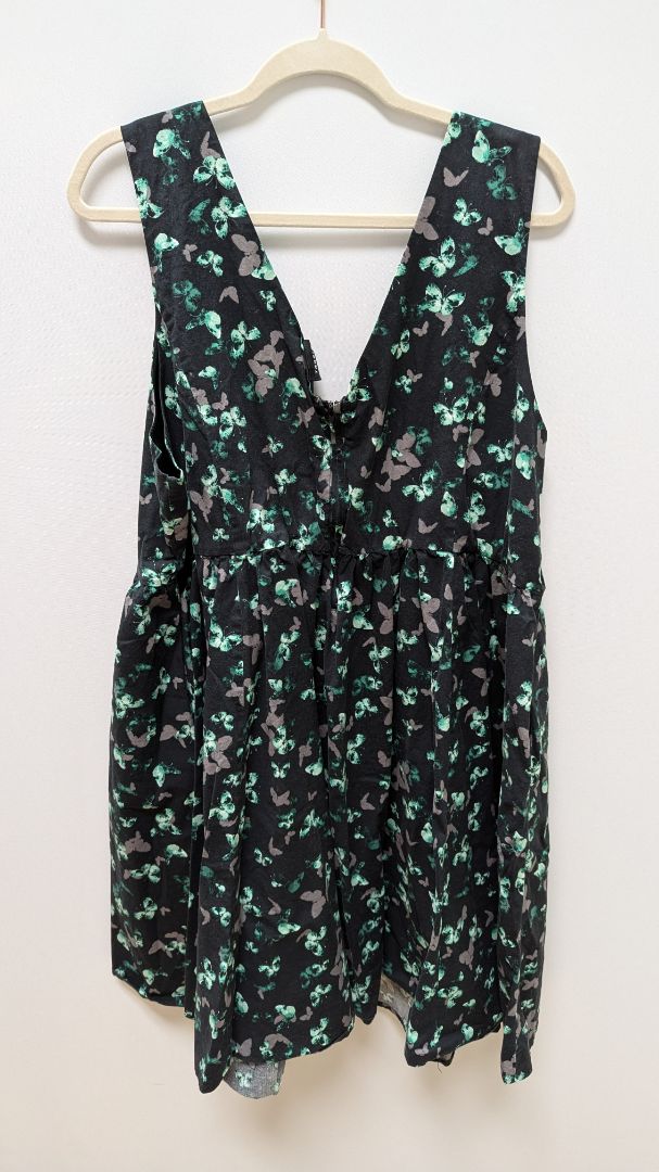 Torrid Black/Green Butterfly Patterned Midi Dress