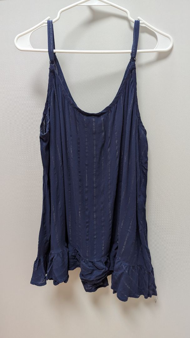 Torrid Navy Metallic Striped Button-Down Tank