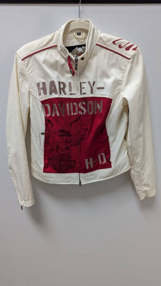 Harley Davidson Women's Ivory Linen Motorcycle Jacket