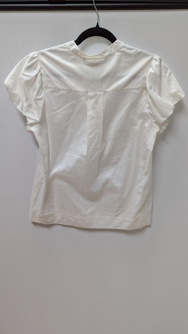 Diane Von Furstenberg White Short Puff Sleeve Blouse
