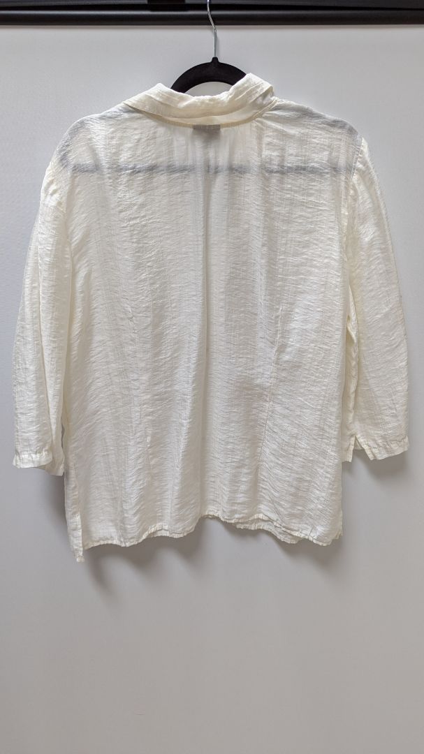 J.Jill Ivory Linen 3/4 Sleeve Peasant Blouse