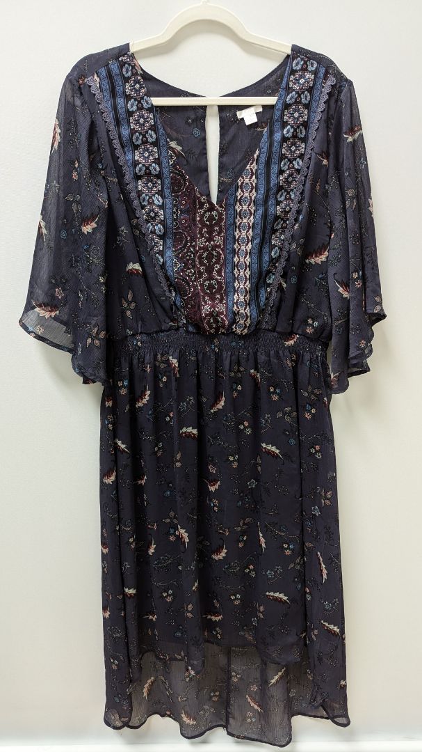 xhilaration Dark Purple Boho High/Low Maxi Dress