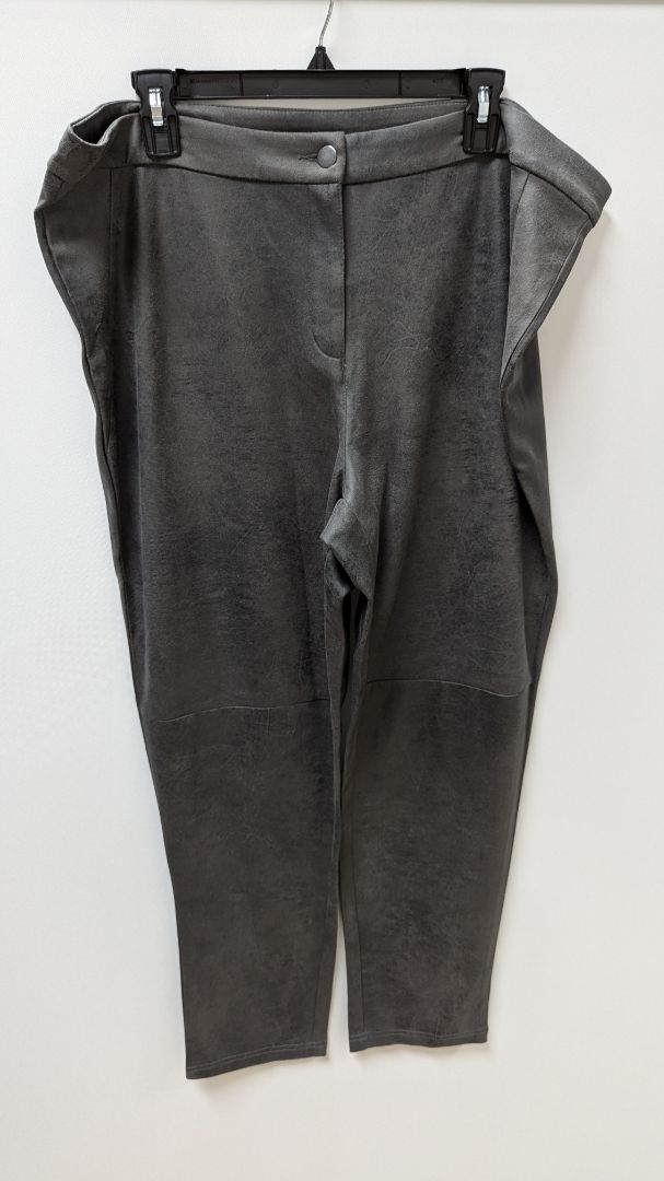 ALLURE by Julia K. Dark Grey Suede Slim-Cut Pants