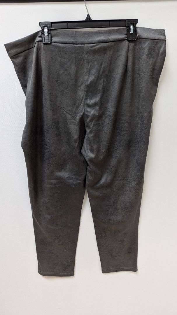 ALLURE by Julia K. Dark Grey Suede Slim-Cut Pants
