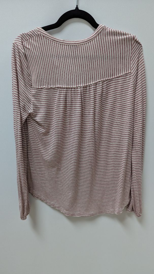 Lucky Brand White/Red Striped Henley Blouse