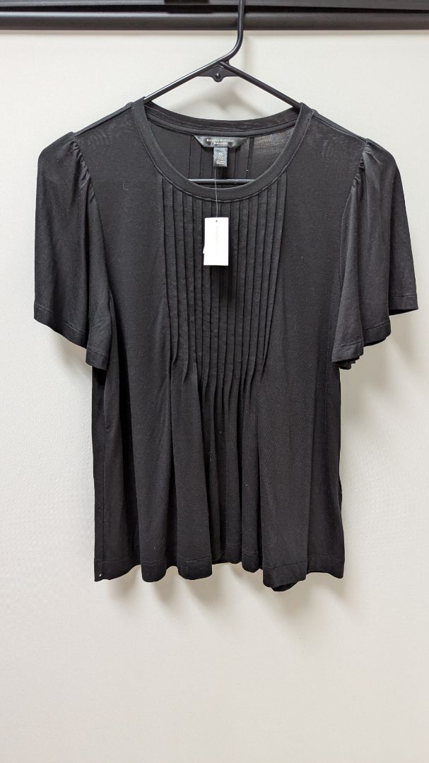 Banana Republic Black Pleated Neckline Blouse