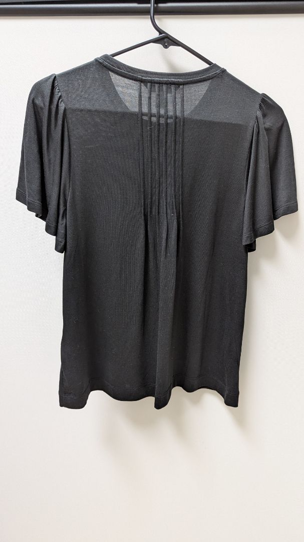 Banana Republic Black Pleated Neckline Blouse